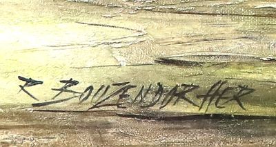une photo d'un tableau représentant un homme sur une planche de surf