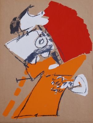 une image représentant un tableau d'un homme avec un parapluie rouge