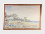 une image d'un tableau représentant un paysage avec des arbres au premier plan