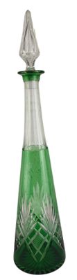 an image of a green glass decanter on a white background