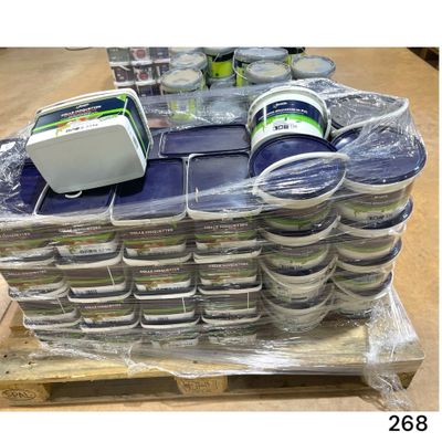 many containers of food on a pallet on a pallet