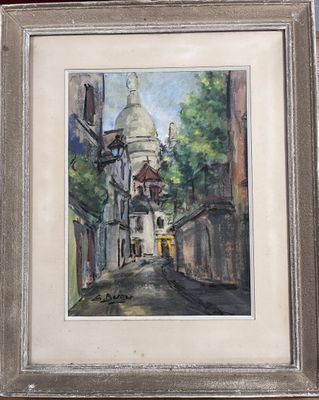 G. BEIGER "Montmartre" pastel encadré sous verre (62x50cm)