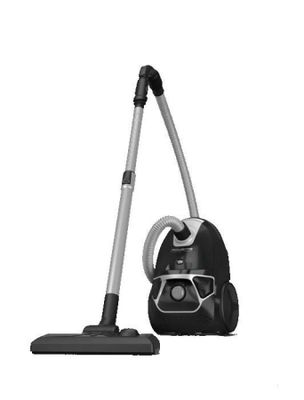 une photo en noir et blanc d'un aspirateur muni d'un tuyau