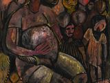 une image d'une peinture représentant un groupe de personnes dans un champ