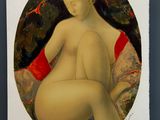 une image représentant un tableau d'une femme nue assise sur un canapé