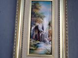 framed picture of a painting of a house in a country setting