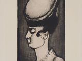 an image of a drawing of a woman with a hat on her head