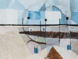 a picture of a painting of a house in the snow