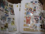 a box with a bunch of stamps on it