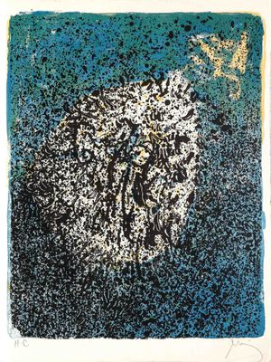une image représentant un dessin bleu et noir d'une fleur