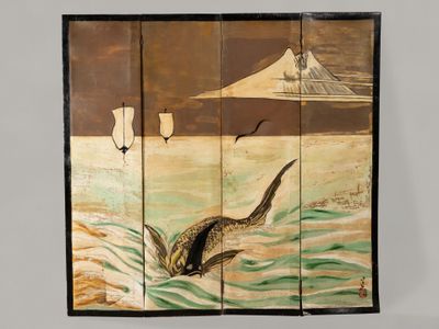 an image of a painting of a fish in a body of water