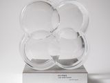 an image of a clear glass sculpture on a white surface