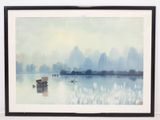 une image d'un tableau représentant un bateau sur l'eau