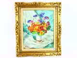 une image d'une peinture de fleurs dans un vase