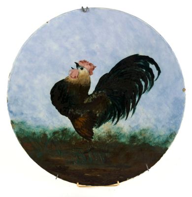 CHOISY LE ROI Grand plat en céramique polychrome décoré d'un…