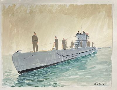 Jocelyn GILLE (XXe siècle). U-Boot et soldats.