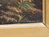 a picture of a painting of flowers in a vase on a table