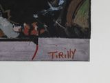 a painting of a cat that is sitting on a table