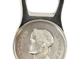 coin shaped bottle opener with a face of a man on it