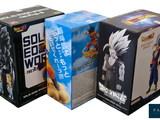 three boxes of dragon ball action figures on a white background