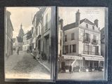 two old black and white photos of a street in a european city