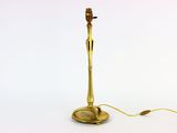 lampe sur pied en laiton plaqué, avec un abat-jour doré