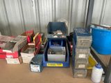many boxes of assorted items sitting on a table