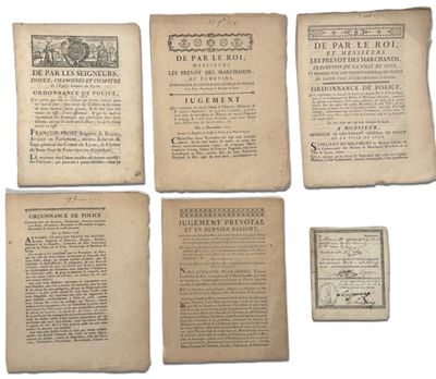 [LYON - JUSTICE]. Lot de 5 jugements et ordonnances de polic…