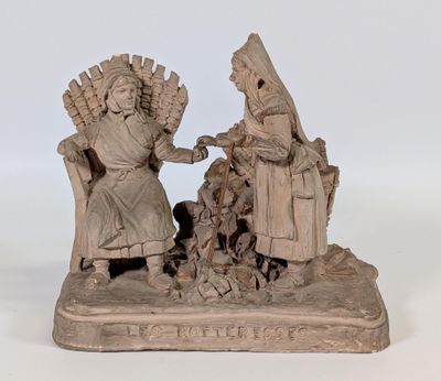 Ecole vers 1900, "les botteresses" groupe de vannières en te…