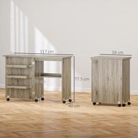 HOMCOM Table de couture pliante meuble couture à abattant av… (photo 3)