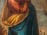 an image of a painting of a woman in a blue dress