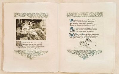 un livre ouvert avec la photo d'une femme et d'un chien