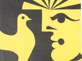 an image of a yellow and black poster with a bird on it