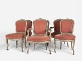 set of four louis xv style armchairs with red velvet upholstered seats
