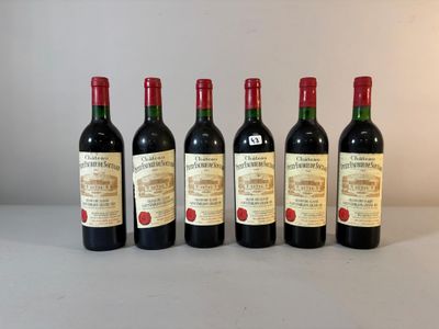 six bouteilles de vin sont alignées sur une table