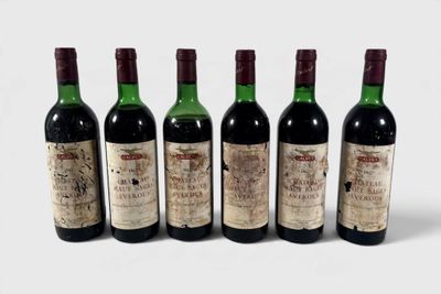 six bouteilles de vin sont alignées sur une surface blanche