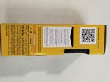 a close up of a yellow box with a qr code on it