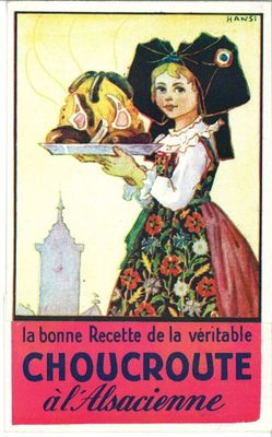 une vieille affiche française représentant une femme tenant une assiette sur laquelle est posé un gâteau