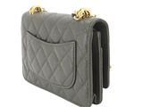 chanel grey quilted lambskin wallet bag with gold hardware
