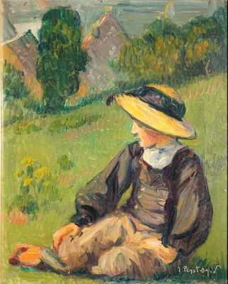 PEGOT-OGIER Jean-Bertrand - Jeune garçon assis - Huile sur toile