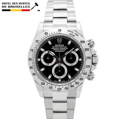 Montre Rolex Daytona pour homme, cadran noir, acier inoxydable