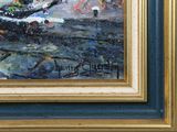 a picture of a painting of a boat in the water