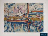 une image d'un tableau représentant un bateau dans l'eau