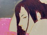 un tableau représentant une femme aux longs cheveux bruns