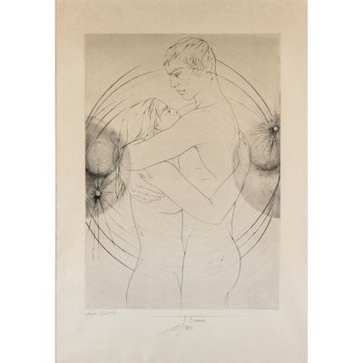 un dessin représentant une femme tenant un chat dans ses bras