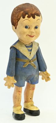 Grand poupon (42cm) de la maison César à Saumur, pantin articulé peint