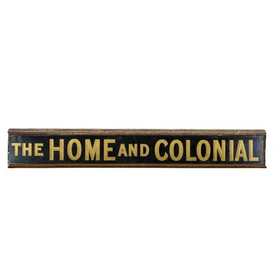 Enseigne publicitaire ancienne, "The Home and Colonial", ver…