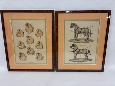 pair of antique horse and buggy prints