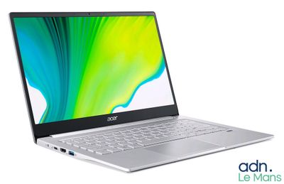a close up of a laptop on a white background with a green and yellow background
