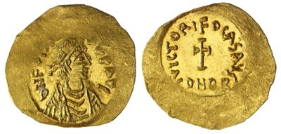 une pièce d'or portant l'image d'un homme